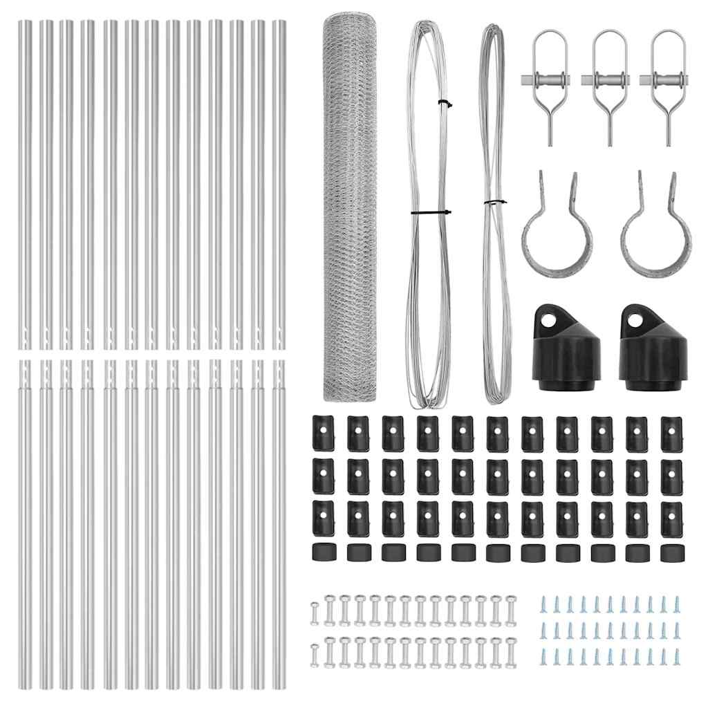 Fence with posts Silver 1.4 x 25 m PVC-coated steel
