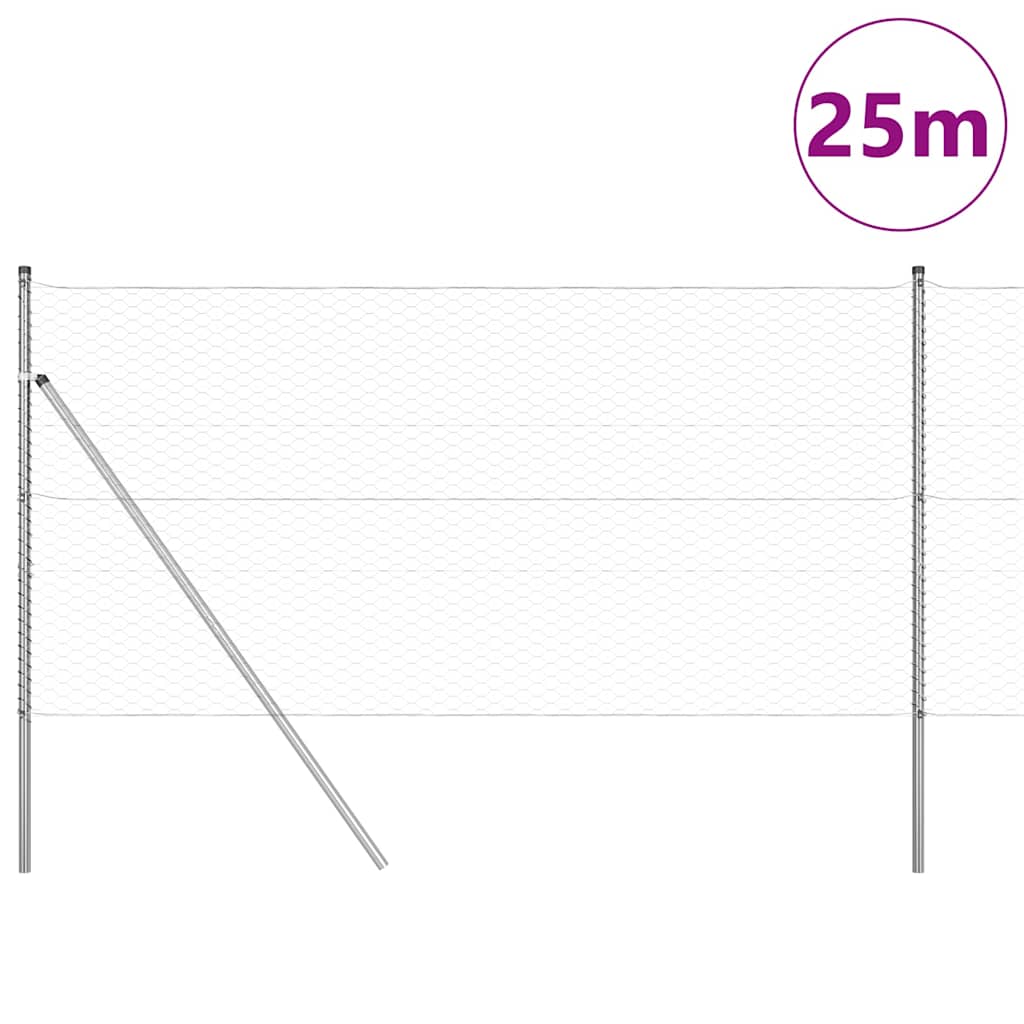 Tvora su stulpais Sidabro 1.4 x 25 m PVC dengtas plienas