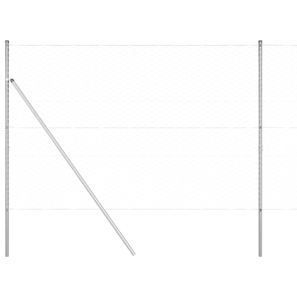 Fence with Posts Silver 1.5 x 25 m PVC Coated Steel
