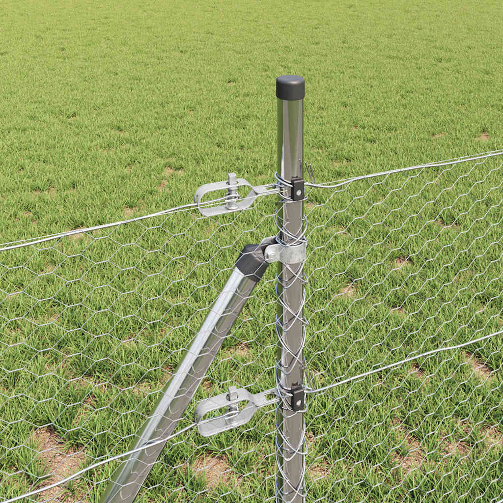 Fencing with posts Silver 0.6 x 50 m PVC coated steel