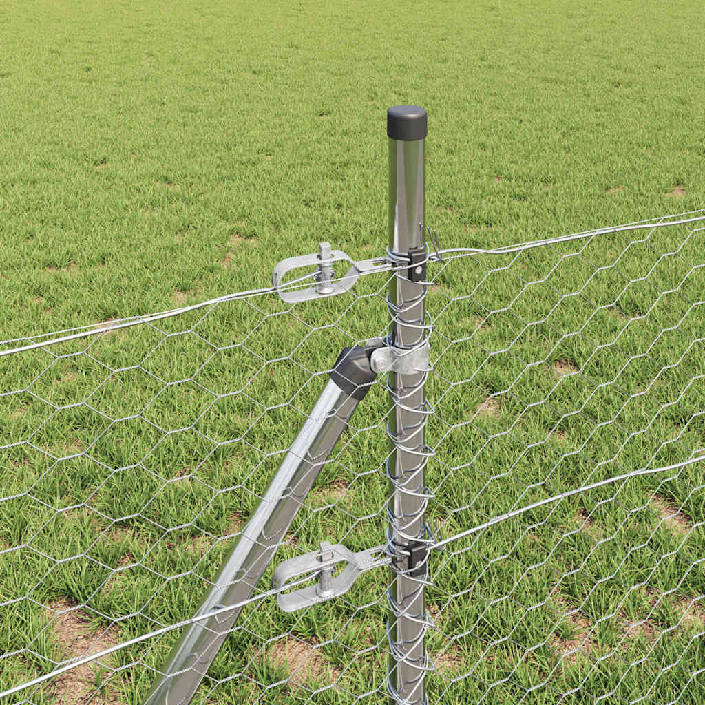Žoga ar stabiem, sudraba, 0.6 x 50 m, ar PVC pārklājumu, tērauds