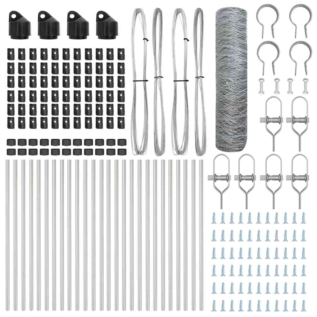 Žoga ar stabiem, sudraba, 0.6 x 50 m, ar PVC pārklājumu, tērauds