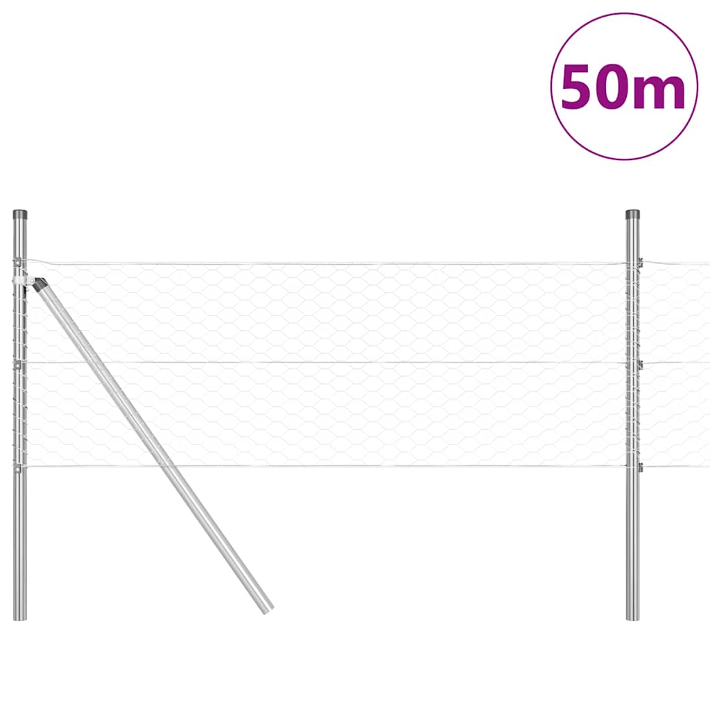 Tvora su stulpais Sidabro 0.8 x 50 m PVC dengtas plienas