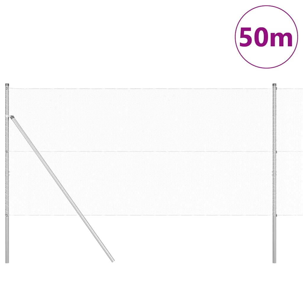 Tvora su stulpais Sidabro 1.4 x 50 m PVC dengtas plienas