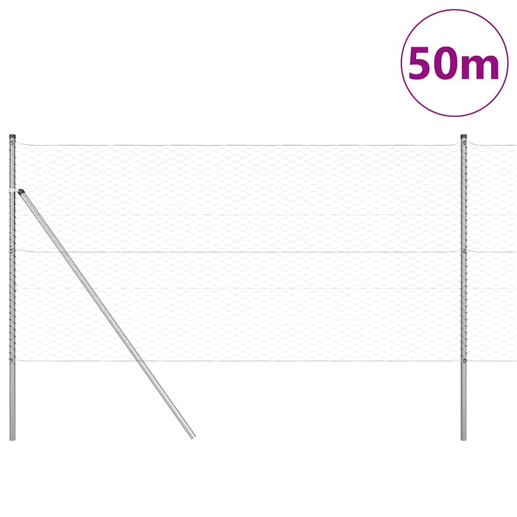 Tvora su stulpais Sidabro 1.4 x 50 m PVC dengtas plienas
