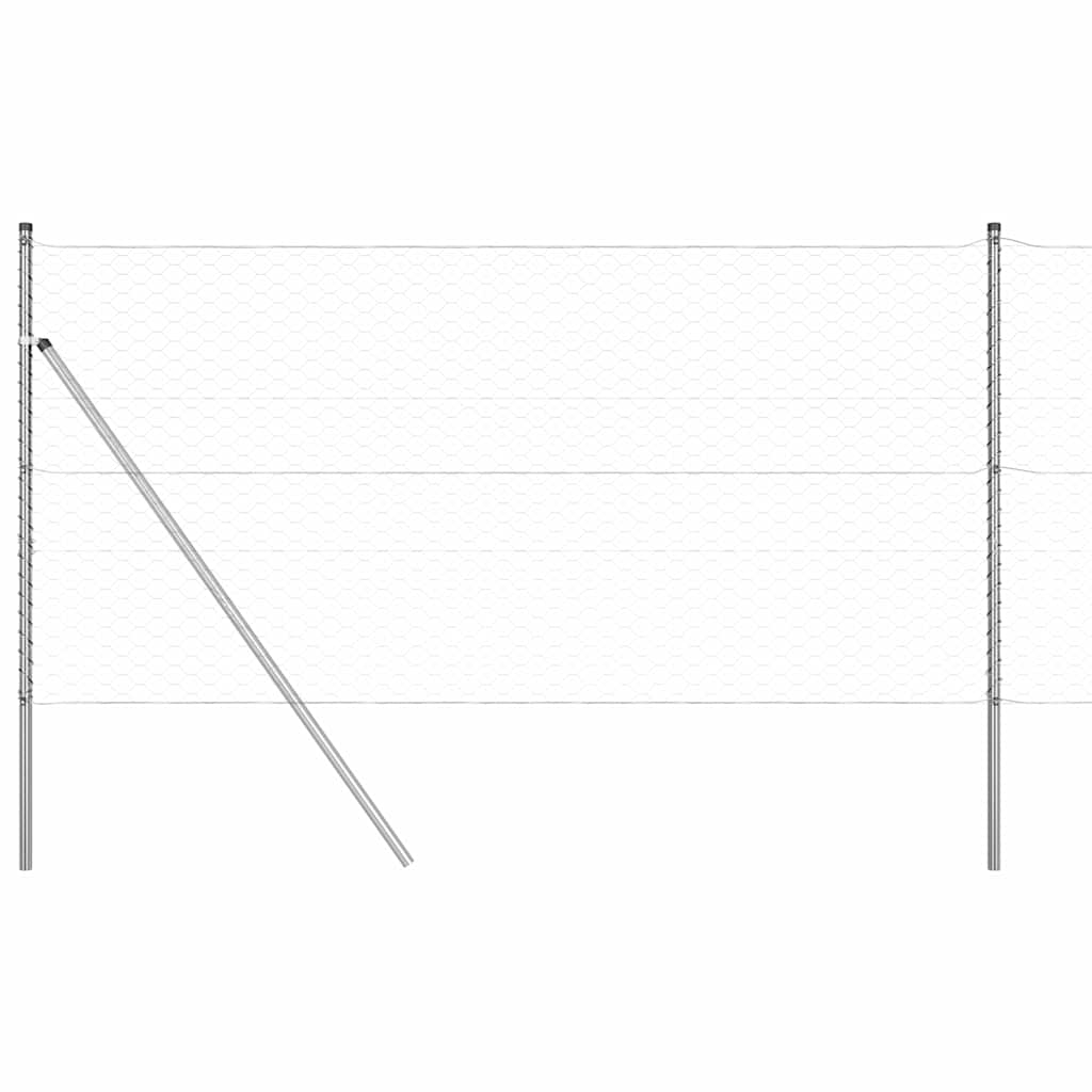 Žogu siets ar stabiem, sudraba, 1,4 x 50 m, ar PVC pārklājumu, tērauds