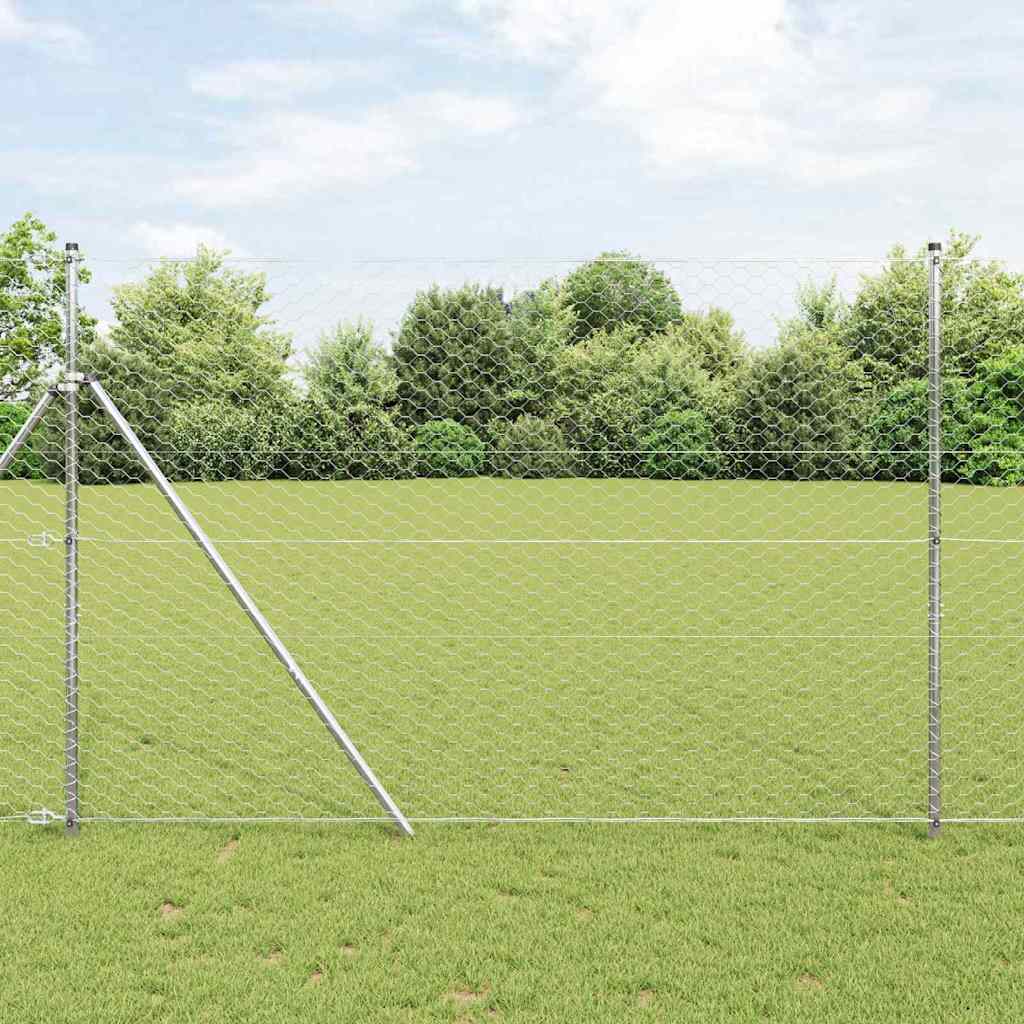 Tvora su stulpais Sidabro 1.5 x 50 m PVC dengtas plienas