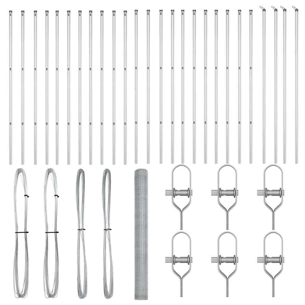 Tvora su stulpais Sidabro 1.6 x 50 m PVC dengtas plienas