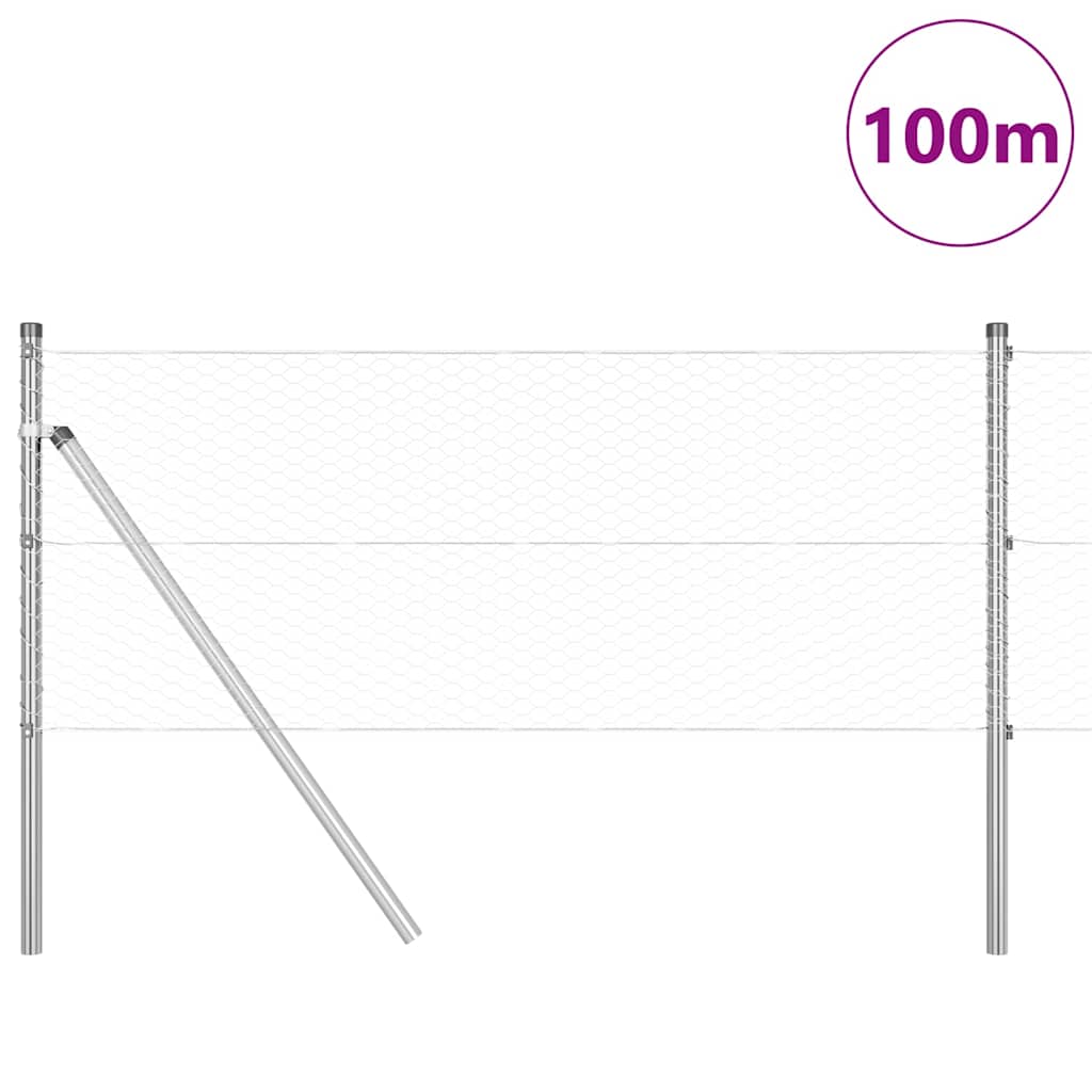 Tvora su stulpais Sidabro 0.6 x 100 m PVC dengtas plienas