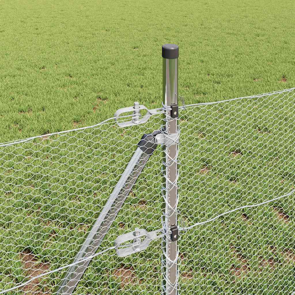 Tvora su stulpais Sidabro 0.8 x 100 m PVC dengtas plienas