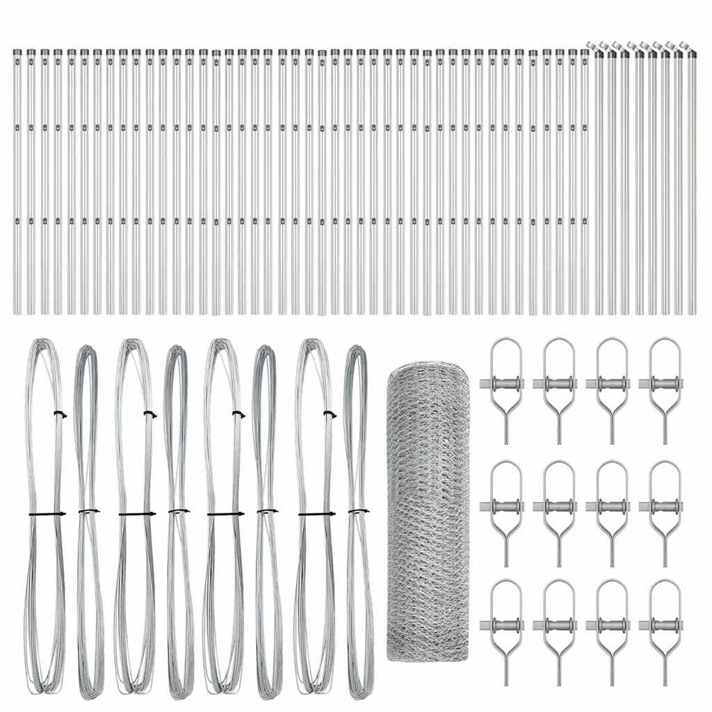 Tvora su stulpais Sidabro 0.8 x 100 m PVC dengtas plienas