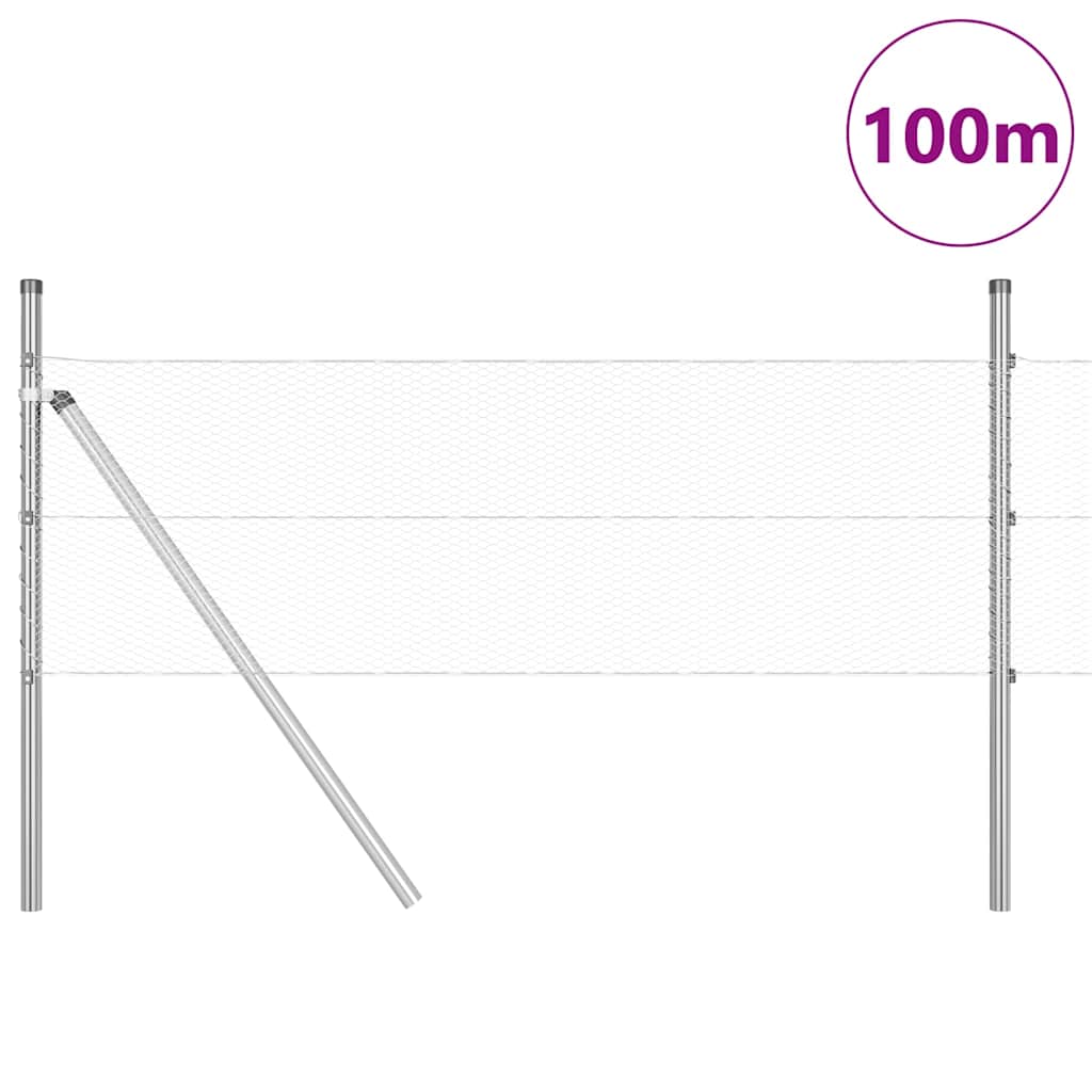 Tvora su stulpais Sidabro 0.8 x 100 m PVC dengtas plienas
