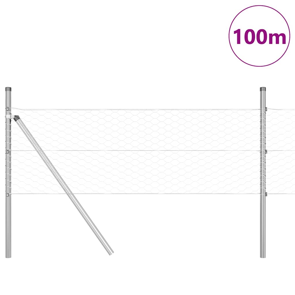 Tvora su stulpais Sidabro 0.8 x 100 m PVC dengtas plienas