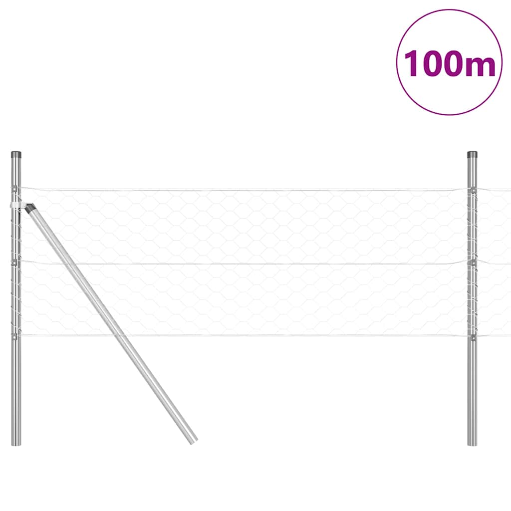 Tvora su stulpais Sidabro 0.8 x 100 m PVC dengtas plienas