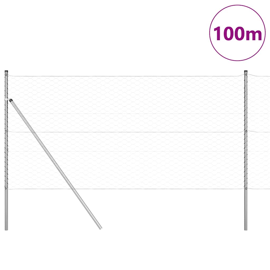 Tvora su stulpais Sidabro 1.4 x 100 m PVC dengtas plienas