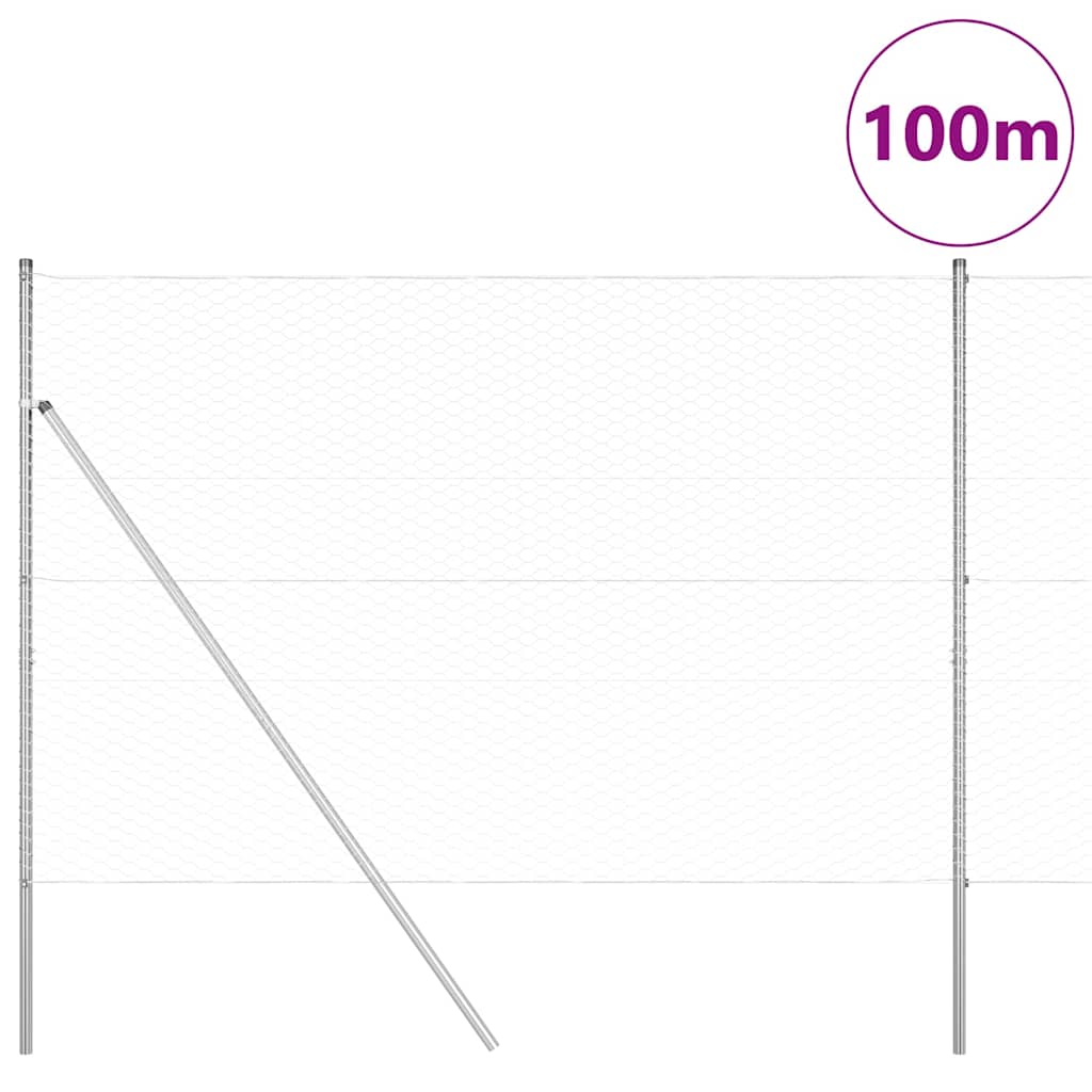Tvora su stulpais Sidabro 1.6 x 100 m PVC dengtas plienas