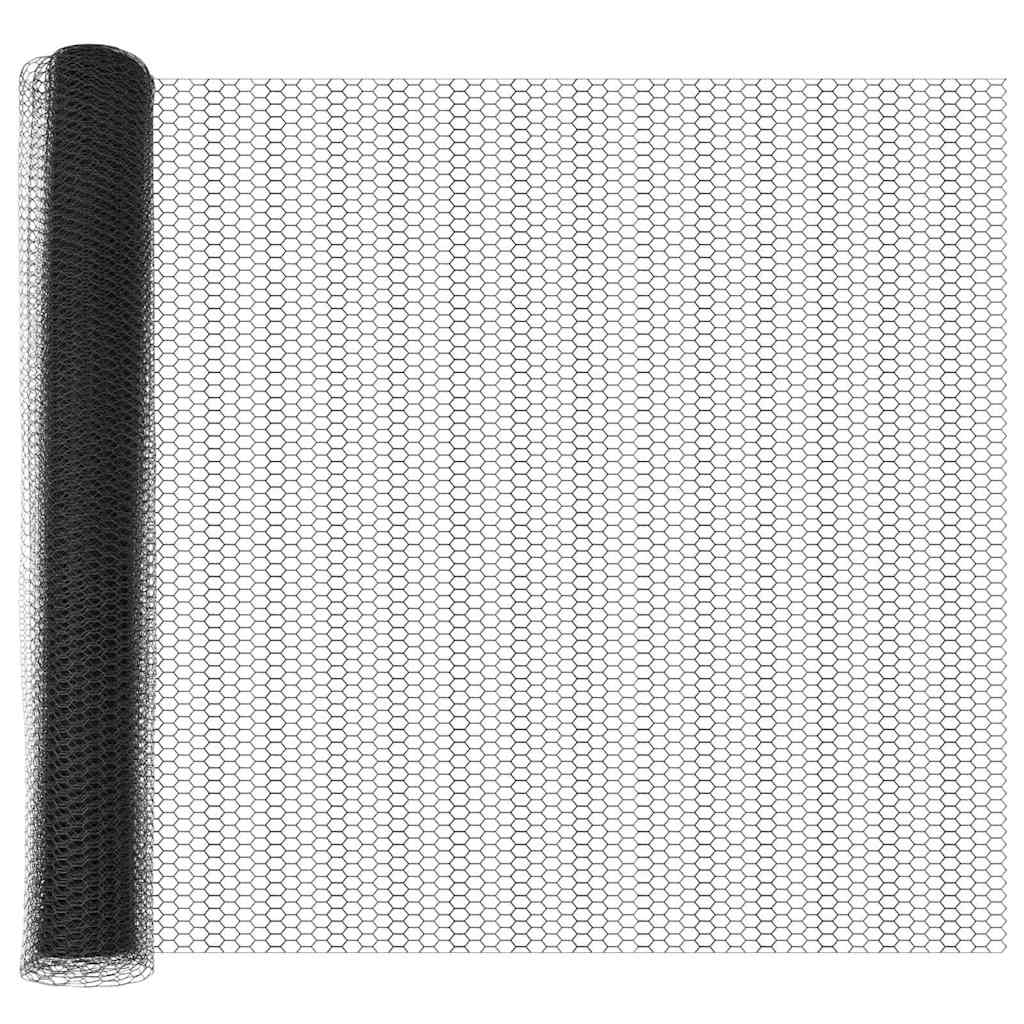 Lauko šešiakampė tvora su stulpu 50 x 1,2 m PVC dengtas plienas