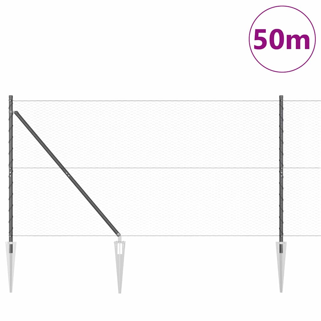 Lauko šešiakampė tvora su stulpu 50 x 1,2 m PVC dengtas plienas