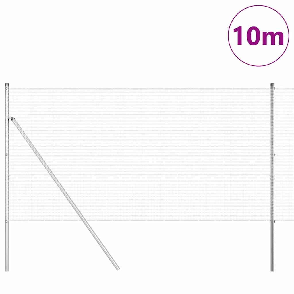 Fence with posts Silver 1.2 x 10 m Steel