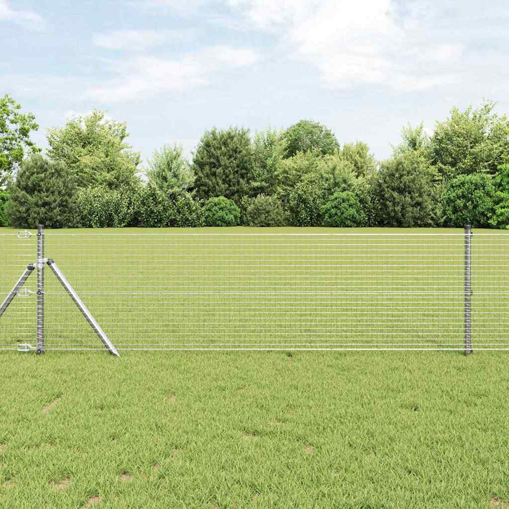 Fence with Posts Silver 0.6 x 50 m Steel