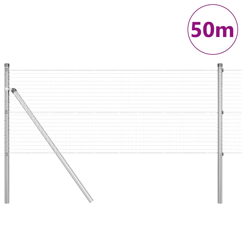 Fence with Posts Silver 0.6 x 50 m Steel