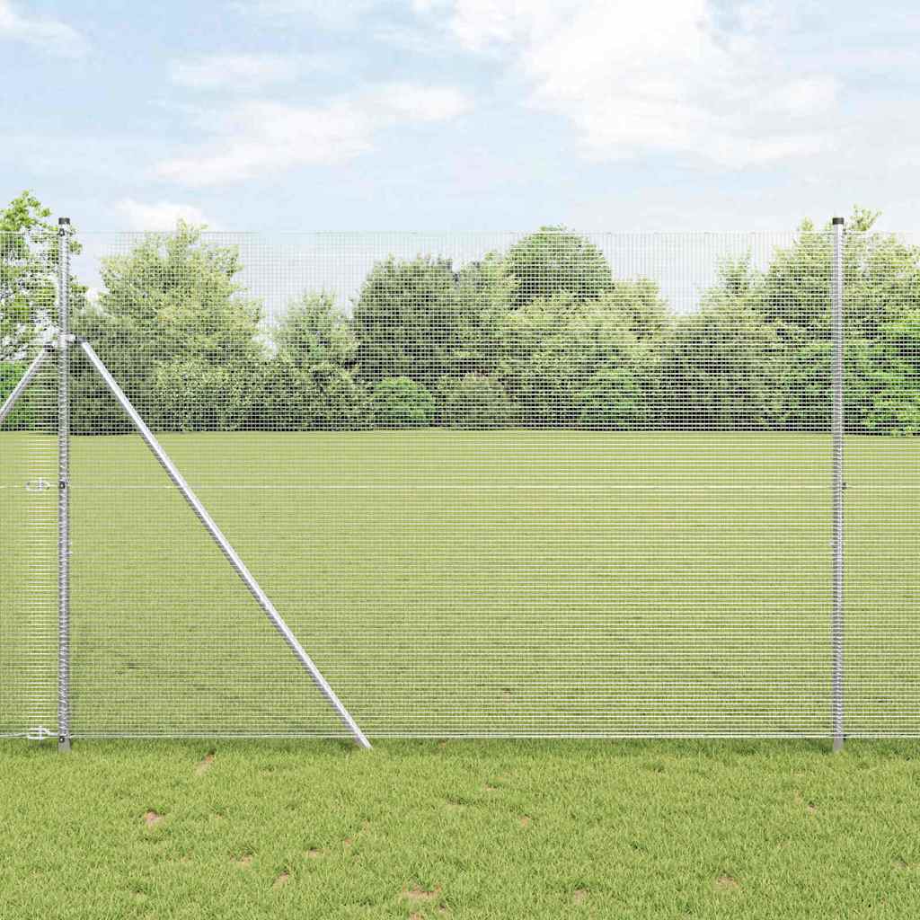 Fence with Posts Silver 1.5 x 50 m Steel