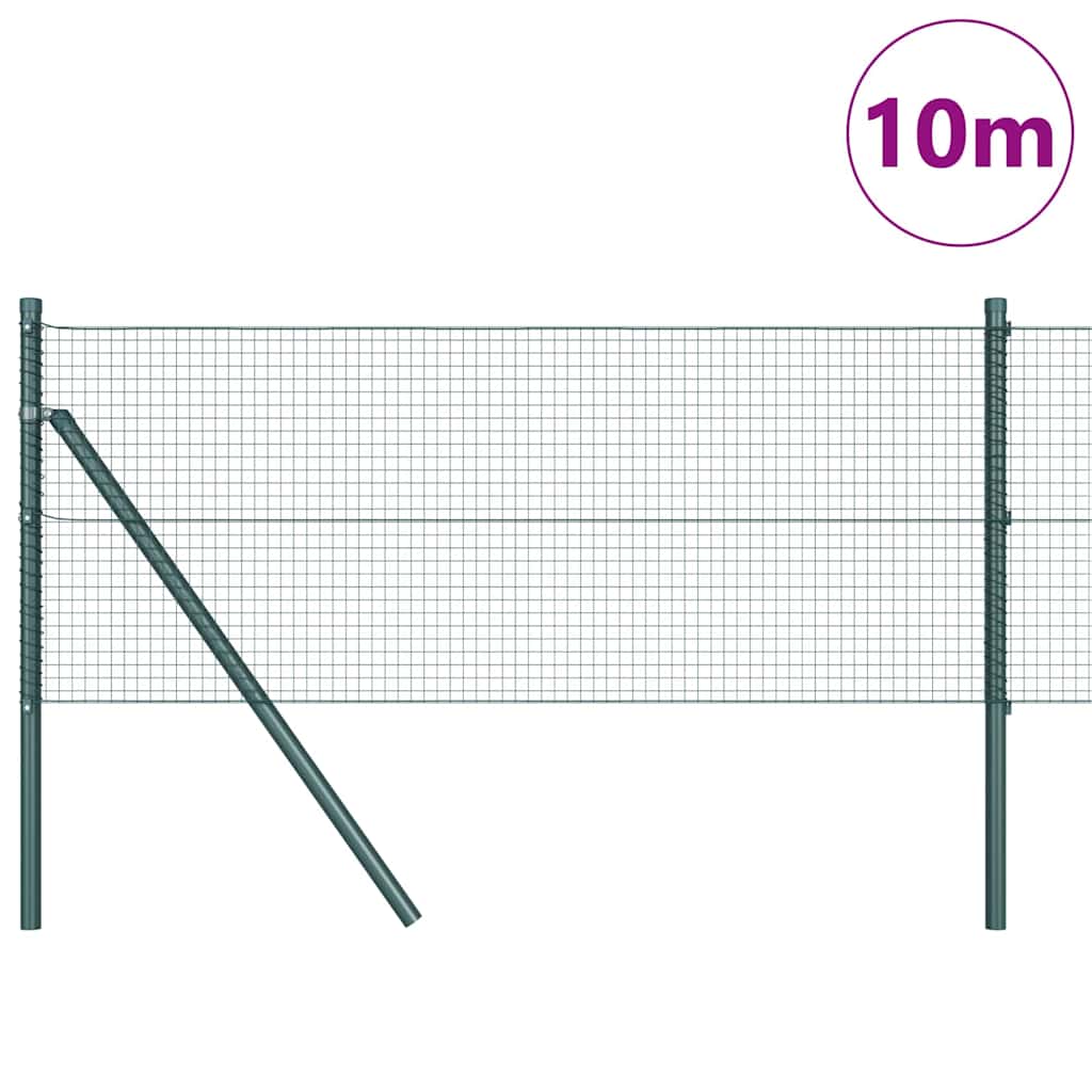 Fence with posts Green 0.6 x 10 m Steel