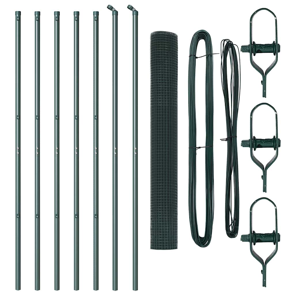 Fence with Posts Green 1.2 x 10 m Steel
