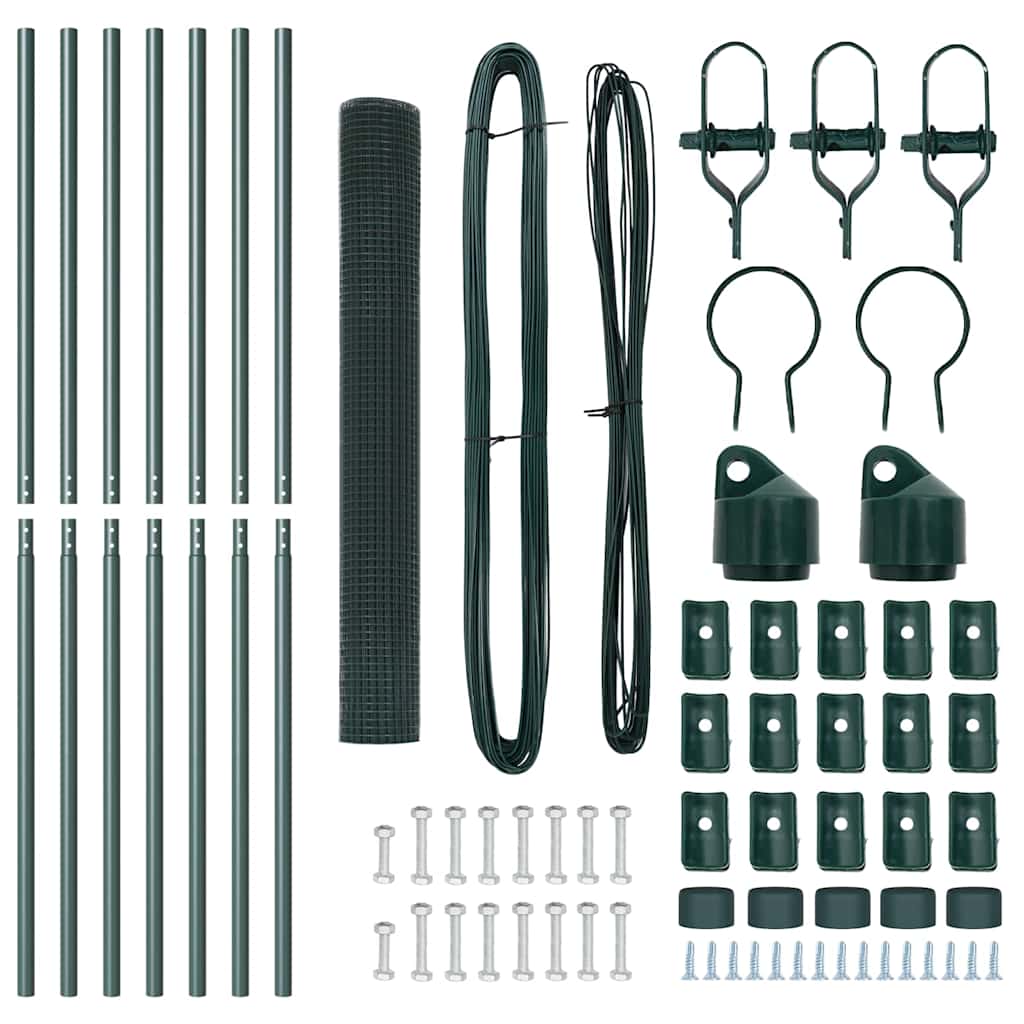Fence with Posts Green 1.2 x 10 m Steel