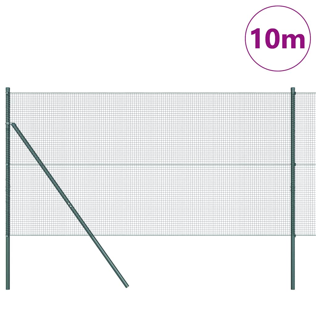 Fence with Posts Green 1.2 x 10 m Steel