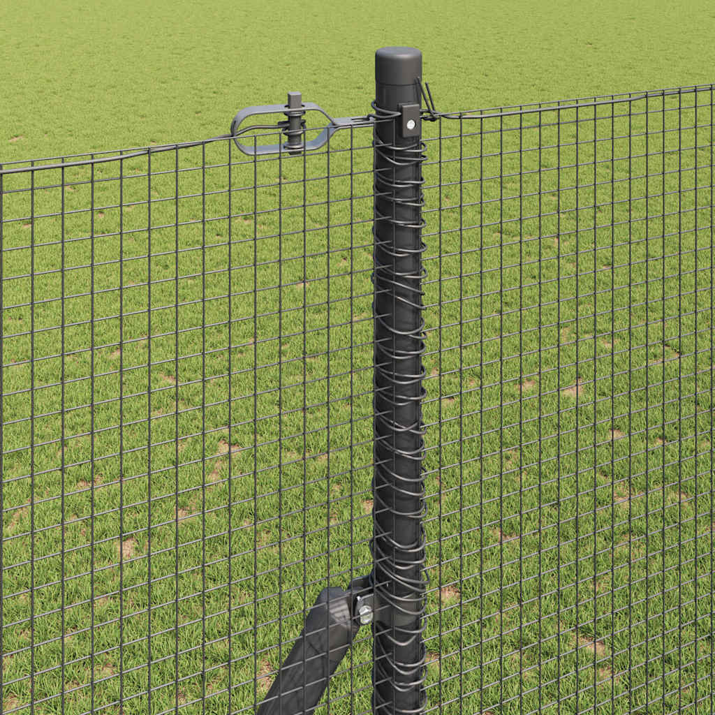 Fence with posts Grey 1.6 x 10 m Steel