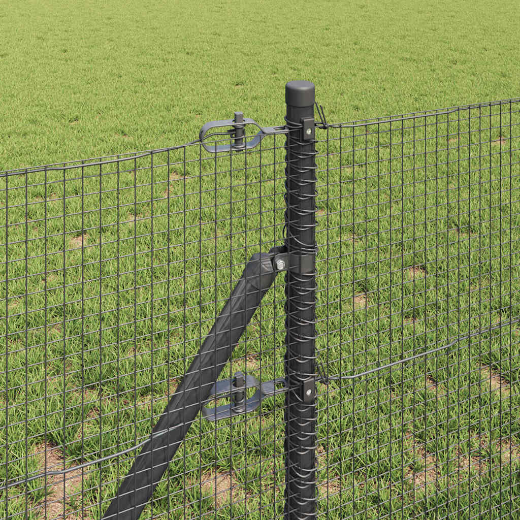 Fence with Posts Grey 0.4 x 25 m Steel