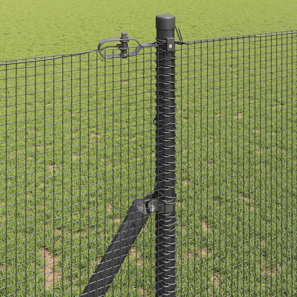 Fence with Posts Grey 1 x 50 m Steel