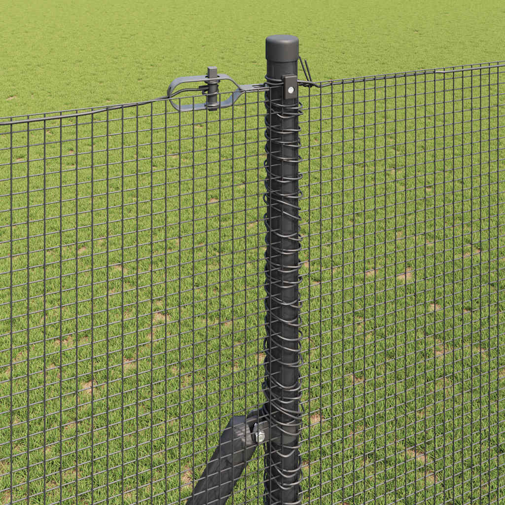 Fence with posts Grey 1.5 x 50 m Steel