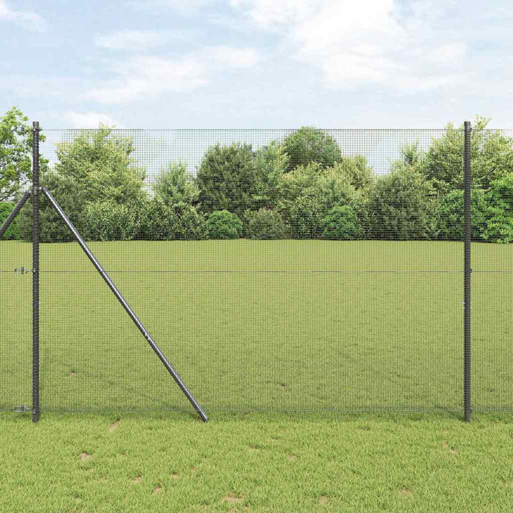 Fence with posts Grey 1.5 x 50 m Steel