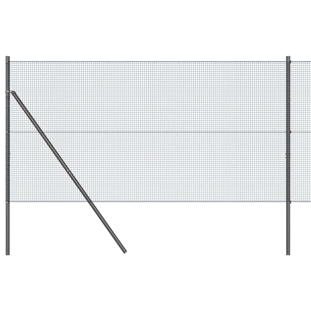 Fence with posts Grey 1 x 100 m Steel