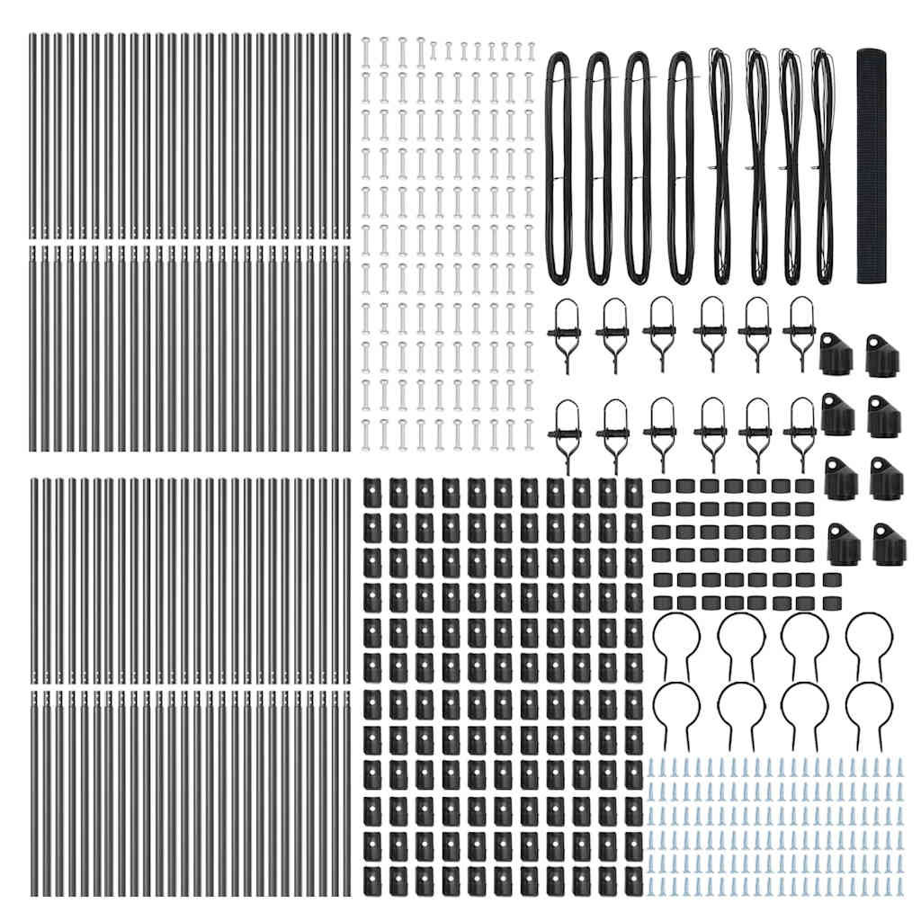 Fence with posts Grey 1 x 100 m Steel