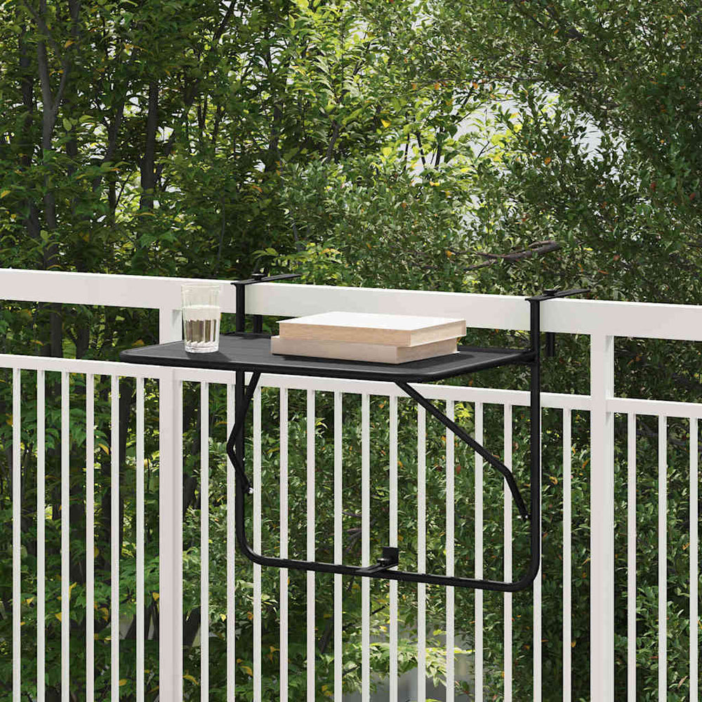 Kabantis balkono stalas Juoda 60 x 39 x 65 cm Plienas