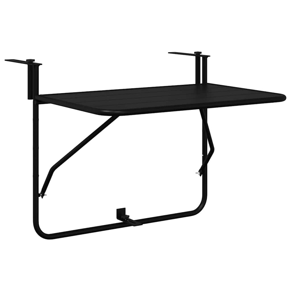 Kabantis balkono stalas Juoda 60 x 39 x 65 cm Plienas
