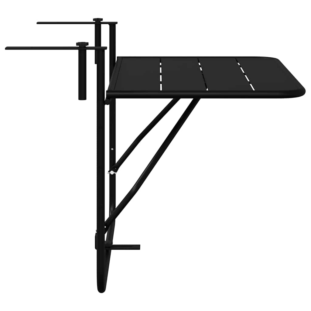 Kabantis balkono stalas Juoda 60 x 39 x 65 cm Plienas