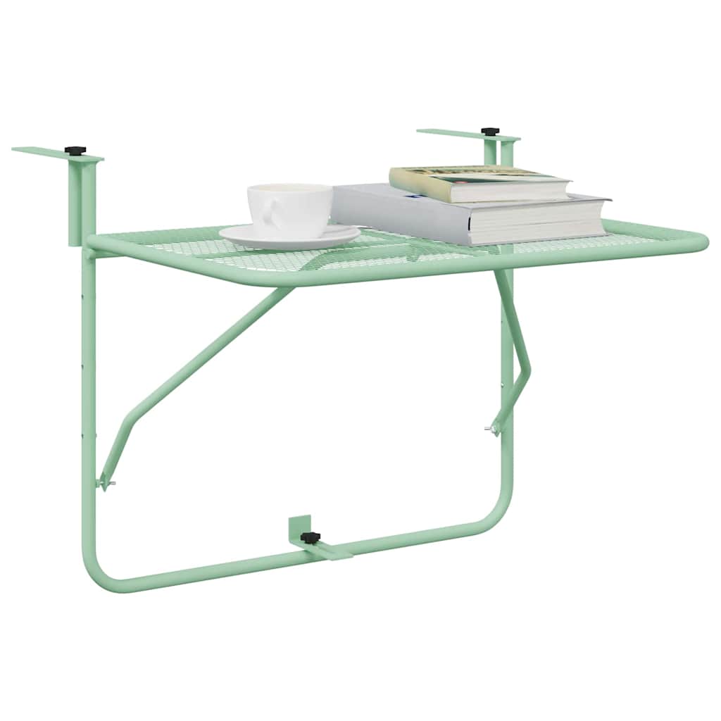 Kabantis balkono stalas Mėtinė žalia 60 x 39 x 65 cm Plienas