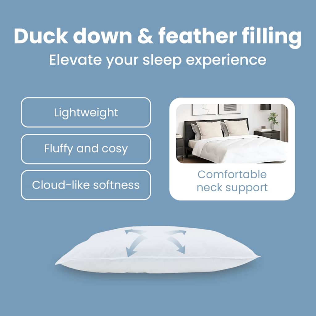 Pillow with pillow 2 pcs White 60 x 80 cm Feather