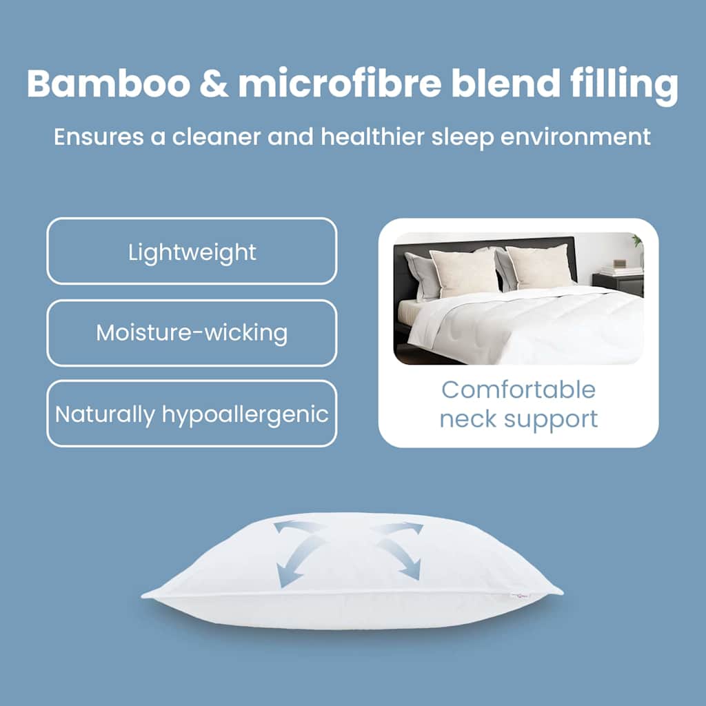 Pillow with pillowcase 2 pcs White 40 x 60 cm Cotton
