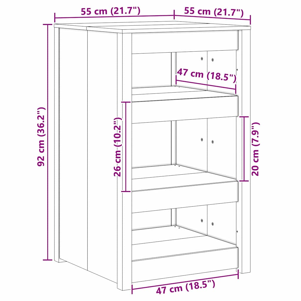 Kitchen cabinet Brown 55 x 55 x 92 cm Solid pine wood