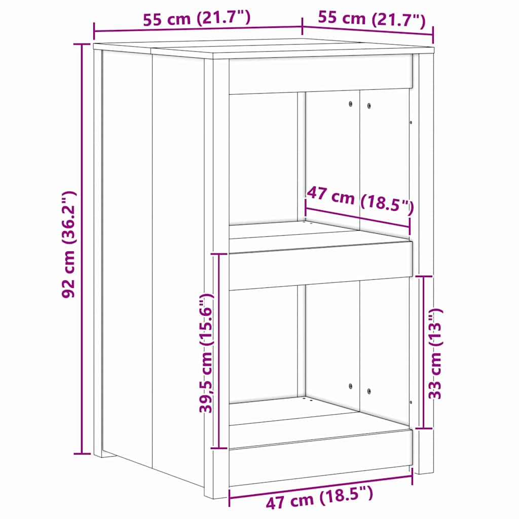 Kitchen cabinet Brown 55 x 55 x 92 cm solid reclaimed wood