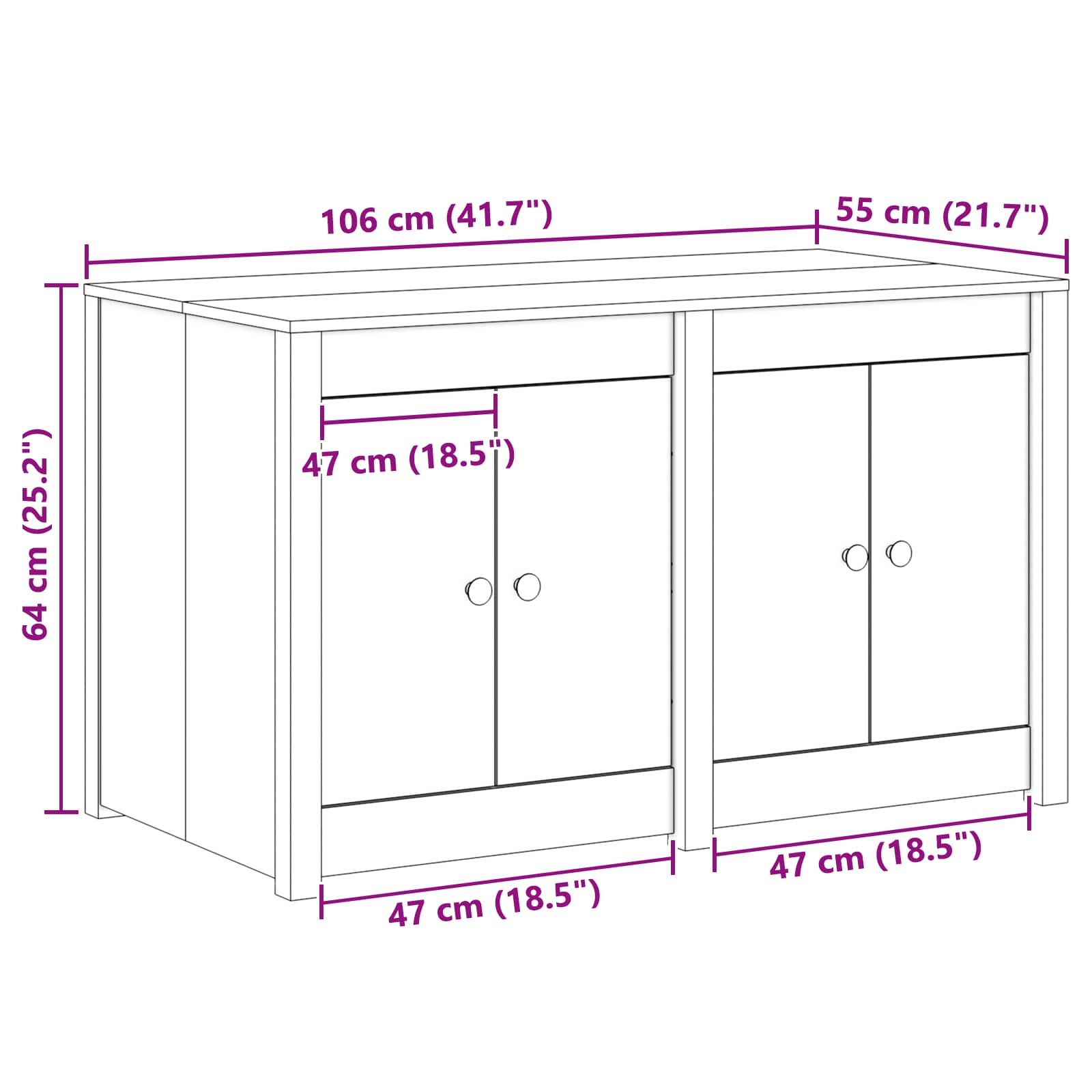Kitchen Cabinet Brown 106 x 55 x 64 cm Solid Pine Wood