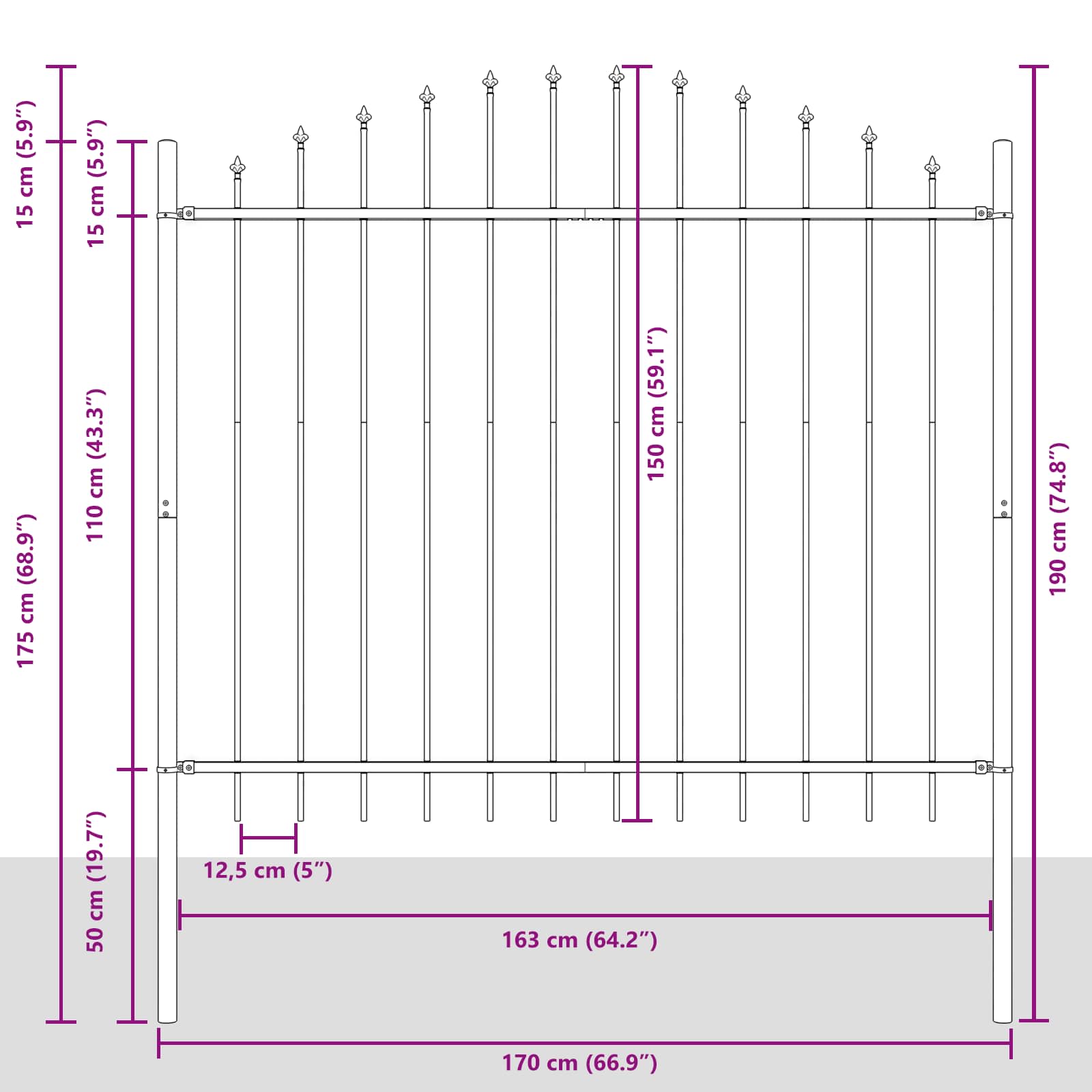Sodo tvora Pilka 170 x 150 cm