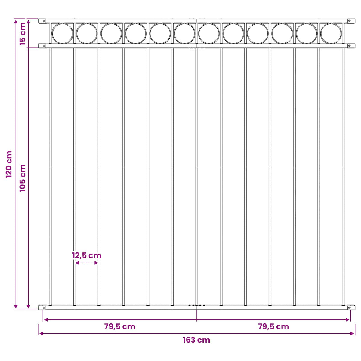 Tvorelių elementas ASSEN Pilka 170 x 120 cm Plienas