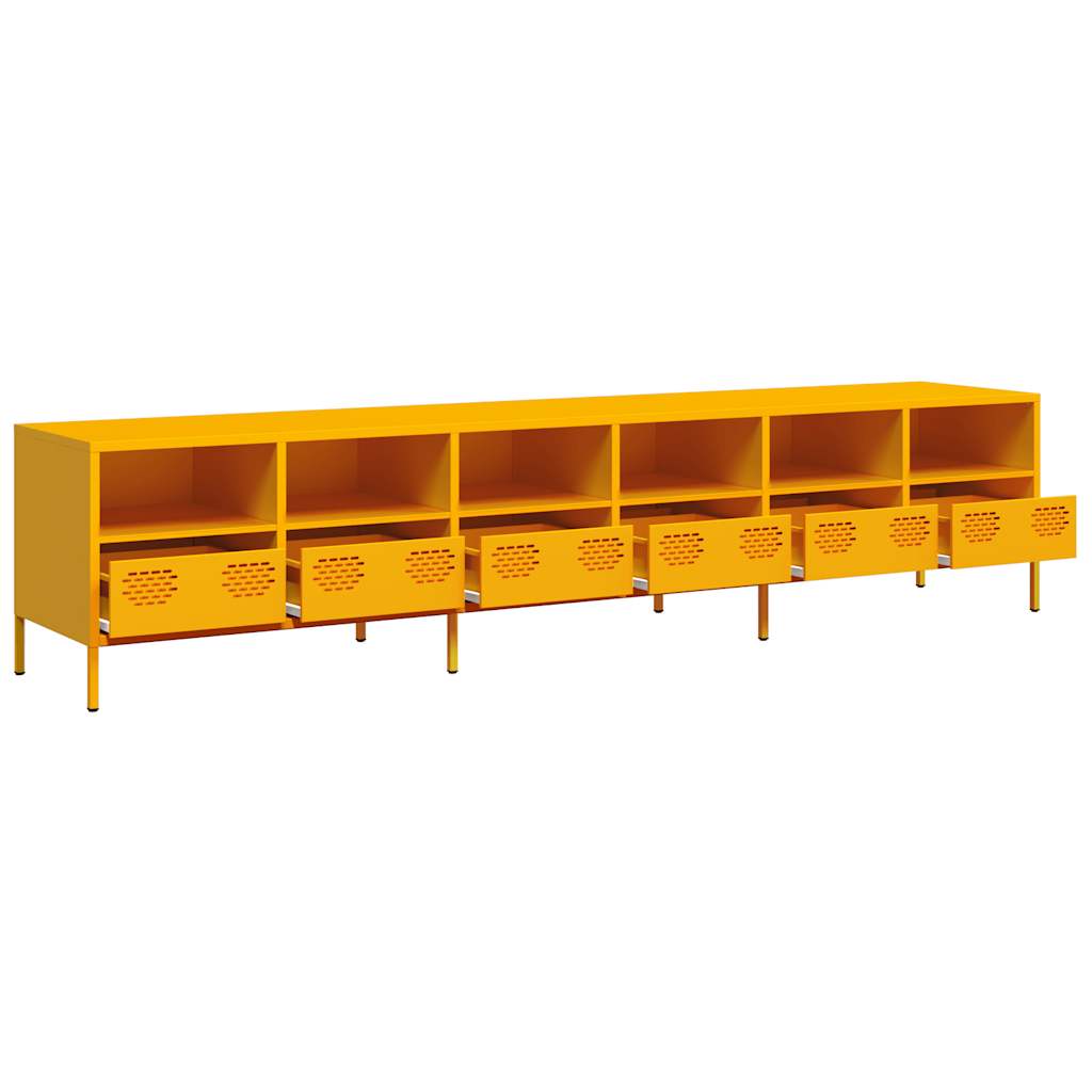TV bench, mustard, 202x39x43.5cm, steel