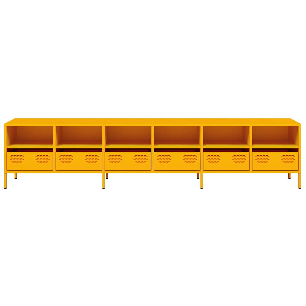 TV bench, mustard, 202x39x43.5cm, steel